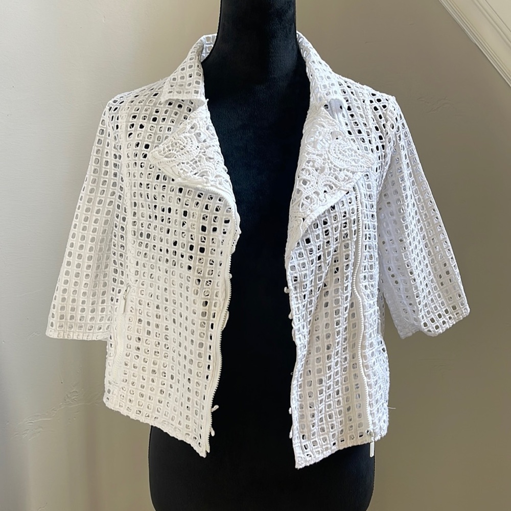 ALDO MARTINS Cotton cutout mesh moto jacket